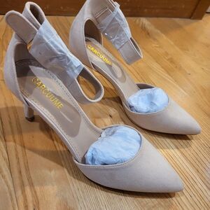 Carcuume Women's Pointed-toe Ankle Strap Kitten Heels Shoe Size 7 US